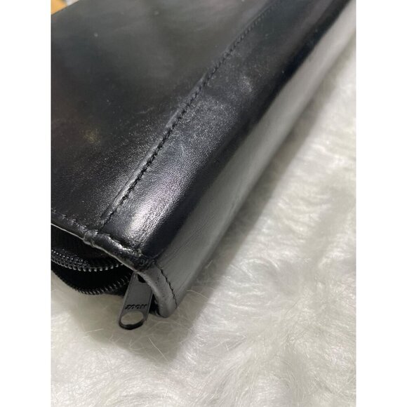 Black Leather Zippered Binder Planner With Card Slots & Ring Binder For Office O - Picture 7 of 9